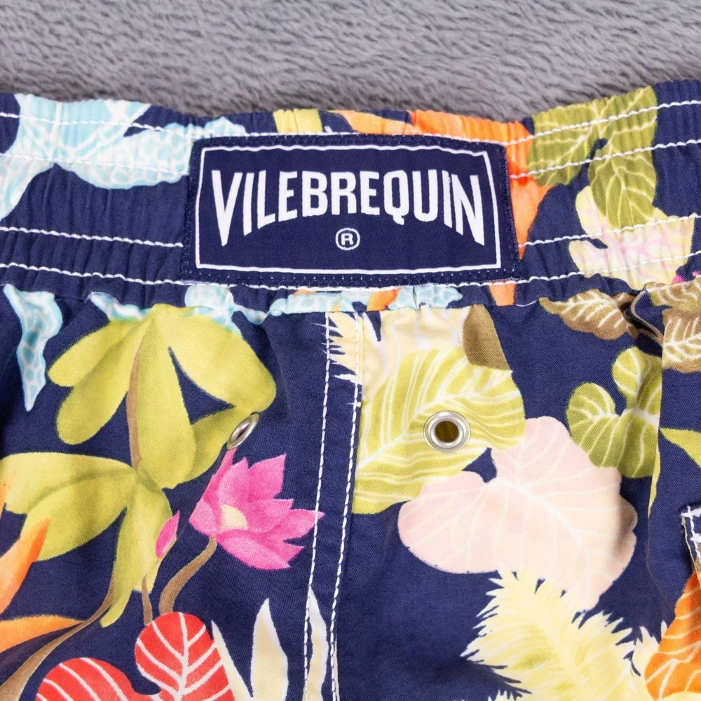 Vilebrequin Swim Trunks Mens XXL Blue Floral Tropical Nylon Shorts